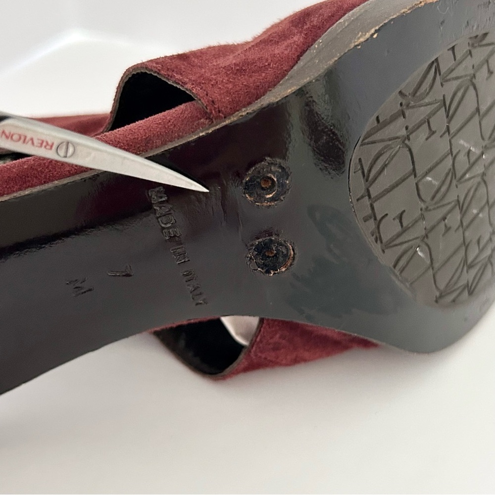 Diane von Furstenberg DVF Suede Heels Slingback Shoe Glamouratti Burgundy Size 7 - Picture 16 of 16